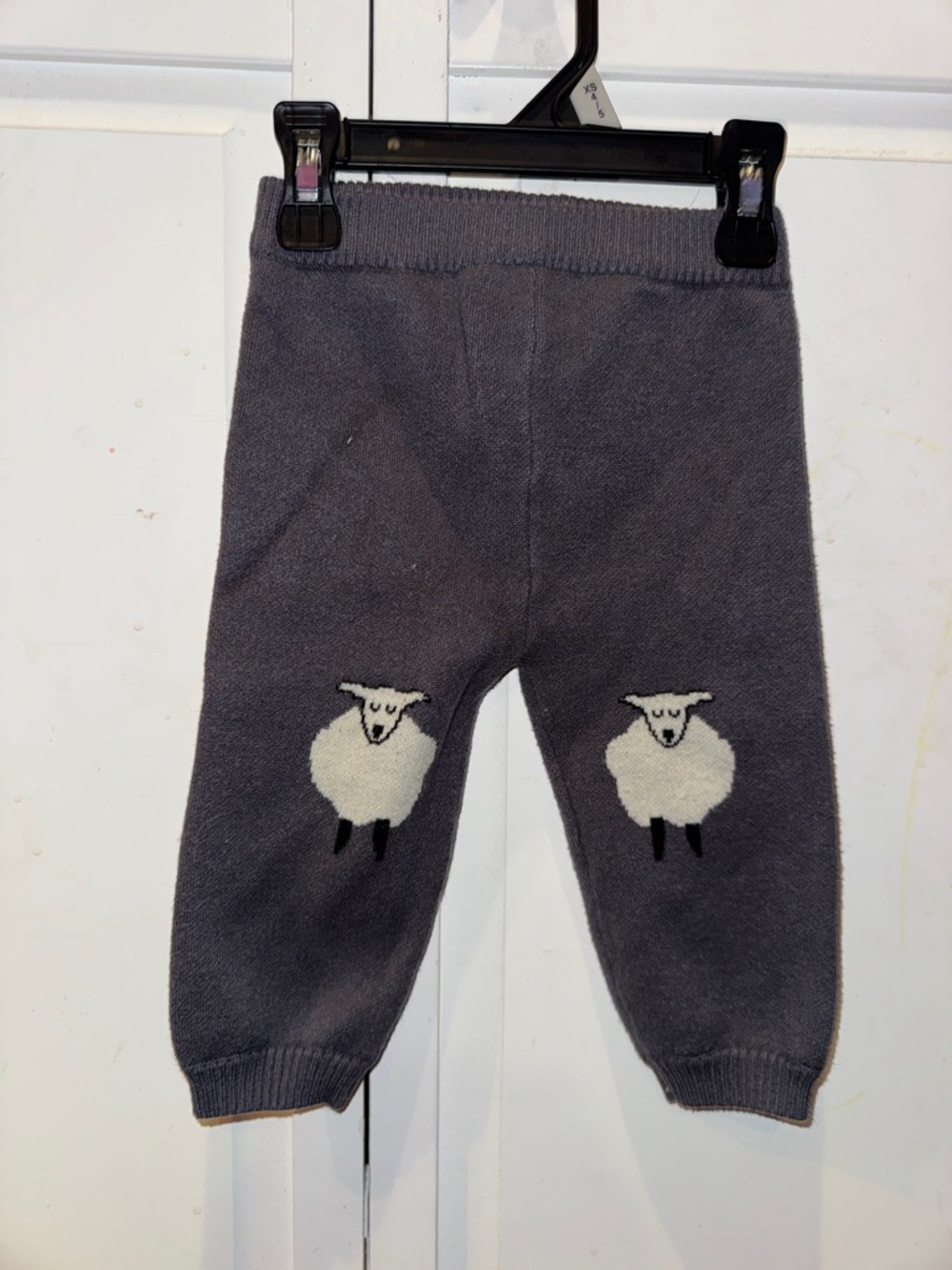 Gray Kids Knit Sheep Knee-Accent Joggers